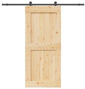 vidaXL Porta de correr c/ ferragens 100x210 cm madeira de pinho maciça