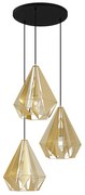 Candeeiro de suspensão industrial dourado com malha 3 luzes - Carcass Industrial