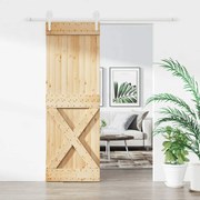 VidaXL Porta de correr com ferragens 80x210 cm madeira de pinho maciça