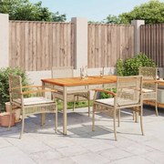 vidaXL 5 pcs conjunto de jantar p/ jardim com almofadões vime PE bege