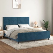 Estrutura de cama c/ cabeceira 180x200 cm veludo azul-escuro