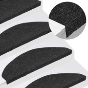 vidaXL Tapetes de escada adesivos 10 pcs 65x22,5x3,5 cm preto