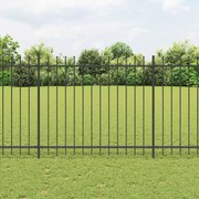 vidaXL Cerca de jardim com topo em forma de lança em aço 1070x150 cm, preta