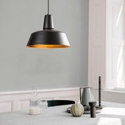 Candeeiro de Teto Saglam – Preto e Dourado – 40 cm de Diâmetro