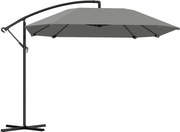 Outsunny Guarda-sol descentrado 3 m, guarda-sol de jardim exterior inclinável, base, manivela, tecido poliéster 180 g/m², Cinza Escuro | Aosom Portugal