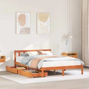 vidaXL Cama sem colchão 120x190 cm madeira pinho maciça castanho-mel