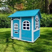 Casa de madeira sustentável para crianças Oceano 118cm x 115cm x 129cm Azul