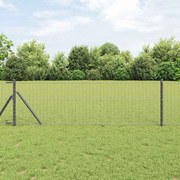 vidaXL Cerca Euro com 7 postes, 0,4 x 10 m, em aço galvanizado cinza.