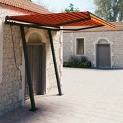 vidaXL Toldo retrátil automático com postes 3x2,5 m laranja e castanho