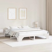 vidaXL Cama Branca 200x200 cm de Madeira de Pinheiro Sólido
