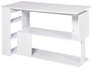 HOMCOM Secretária com Estantes Mesa de escritório 5 Prateleiras 120x110x74cm Branco