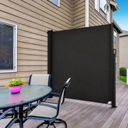 Toldo Lateral Retrátil de Exterior 350x180cm Toldo de Privacidade Extensível com Proteção Solar para Jardim Balcão Cinza Escuro