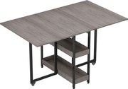 HOMCOM Mesa de Jantar Dobrável com Design Industrial, para até 4 Pessoas, prateleiras abertas, versátil, Metal, Aglomerado, Cinza | Aosom Portugal