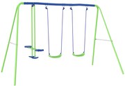 Outsunny Conjunto de Baloiços de Jardim com Altura Ajustável Baloiços para Crianças com Baloiço Duplo  280x140x178 cm Verde | Aosom Portugal