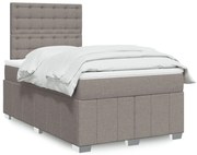 vidaXL Cama com molas/colchão 120x200 cm tecido castanho-acinzentado