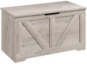 HOMCOM Baú de Armazenamento 100L Baú de Arrumação com Tampa e Dobradiça de Segurança 80x40x45 cm Cinzento Claro | Aosom Portugal