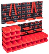 103 pcs kit caixas arrumação c/ painéis parede vermelho e preto