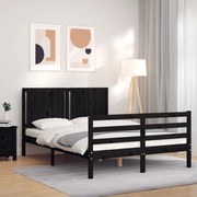 Estrutura de cama com cabeceira 140x190 cm madeira maciça preto