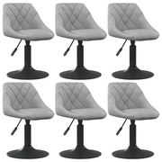 Cadeiras de jantar giratórias 6 pcs veludo cinzento-claro