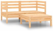 3 pcs conjunto lounge de jardim pinho maciço