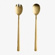 Conjunto De 2 Talheres Para Salada Em Aço Inoxidável Sornia Dourado - Sklum