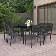 9 pcs conjunto de jantar para exterior aço