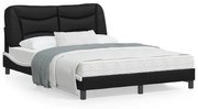 vidaXL Estrutura de cama sem colchão Hvar 120x200 couro artif. preto/branco