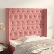 Cabeceira cama c/ abas veludo 103x16x118/128 cm rosa