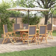 vidaXL Conjunto de Jantar de Jardim Manual 7 pcs Antracite 6-Pessoas