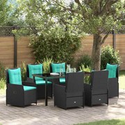 vidaXL Conjunto de Jantar para Jardim 7 pcs Preto Ratan PE