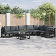 vidaXL Conjunto de Sofá de Jardim 7 pcs Preto 70 x 70 x 32 cm Alumínio