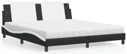 vidaXL Cama com colchão 180x200 cm couro artificial preto e branco