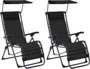 vidaXL Cadeiras de pátio dobráveis 2 pcs textilene preto