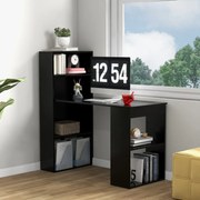 Secretária de computador com Estante de arrumação reversível para escritório 122 x 51 x 122 cm Preto