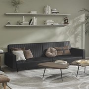 vidaXL Sofá-cama de 2 lugares couro artificial preto