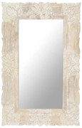 vidaXL Espelho 80x50 cm madeira de mangueira maciça branco