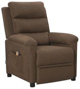 vidaXL Poltrona de massagens reclinável tecido castanho