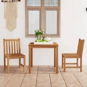 vidaXL Conjunto de jantar de jardim de 3 peças 80x80 cm madeira de teca maciça