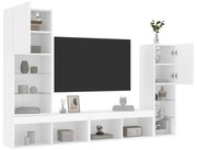vidaXL 4pcs móveis de parede p/ TV c/ LEDs derivados de madeira branco