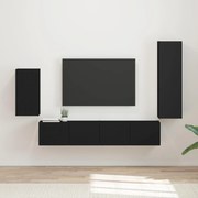 vidaXL Conjunto de móvel de TV 4 pcs Preto Madeira processada
