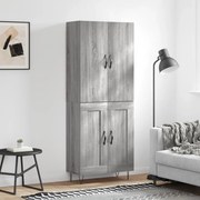 vidaXL Armário alto 69,5x34x180 cm derivados de madeira sonoma cinza