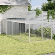 vidaXL Casota para cães com corredor antracite 153x396x110 cm aço galvanizado