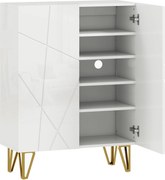HOMCOM Armário de sapatos com 2 portas, estante para sapatos, armazenamento com 3 prateleiras ajustáveis 72 x 31,5 x 95 cm, Branco | Aosom Portugal