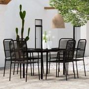 7 pcs conjunto de jantar para jardim preto