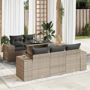 vidaXL 6 pcs conjunto sofás de jardim com almofadões vime cinzento