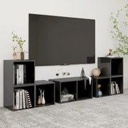 vidaXL 6 pcs conjunto móveis de TV derivados madeira cinza brilhante
