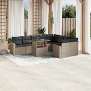vidaXL 10 pcs conj. sofás jardim com almofadões vime PE cinzento-claro