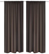 2 pcs cortinas opacas com barra de franzir 135 x 245 cm castanho