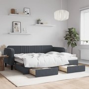 vidaXL Sofá-cama c/ gavetão e gavetas 80x200 cm veludo cinzento-escuro