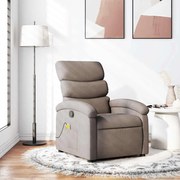 vidaXL Poltrona de massagens reclinável tecido cinzento-acastanhado